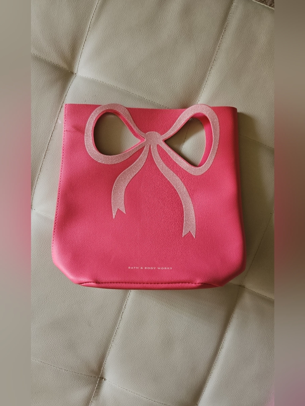 Bath & Body Works Coral Pink Bow Cutout Tote